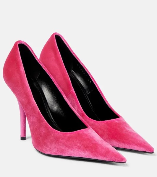 Бархатные туфли-лодочки «нож» Balenciaga, розовый