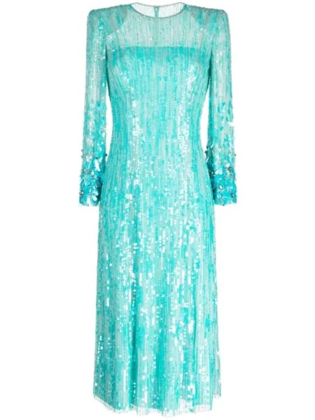 Jenny Packham платье миди Nymph с пайетками, синий