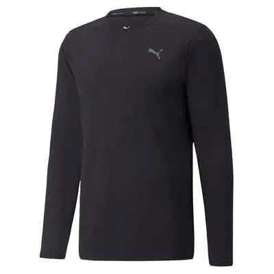 Puma Studio Waffle Crew Neck Long Sleeve Athletic T-Shirt Mens Black Casual Tops