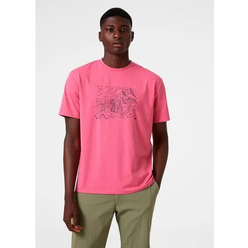 Футболка Helly Hansen Футболка SKOG RECYCLED GRAPHIC T-SHIRT, однотонная, размер XL, розовый