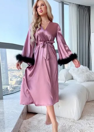 Халат для сна из плюша с рукавом 