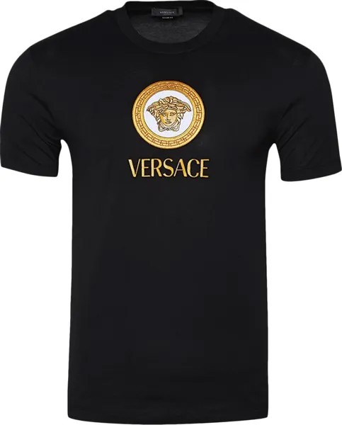 Футболка Versace Embroidered Medusa Logo T-Shirt 'Black', черный
