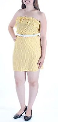 ROLY POLY Женское желтое полосатое платье выше колена без рукавов Размер: L