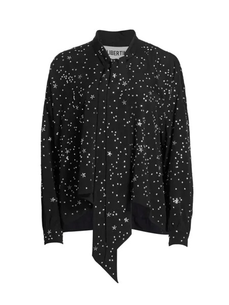 Шелковая блузка Longfellow's Light Of Stars с завязками на воротнике Libertine, черный
