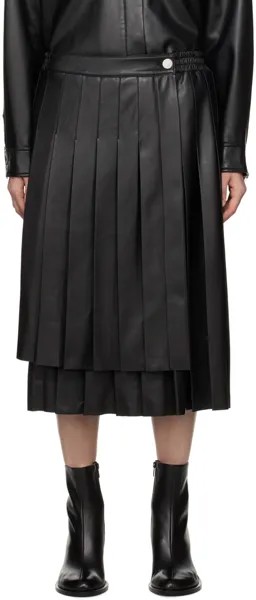 Черная юбка-миди из искусственной кожи со складками Han Kjobenhavn