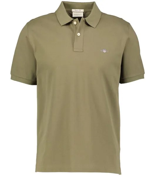 Рубашка-Поло из пике с щитком, стандартного кроя Gant, зеленый