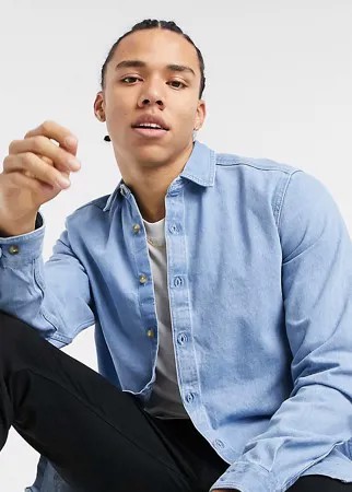 Голубая джинсовая куртка-рубашка из органического хлопка ASOS DESIGN Tall-Синий