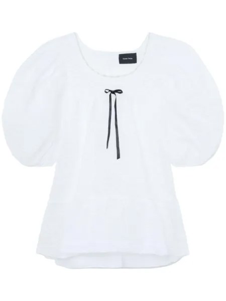 Платье с объемными рукавами и бантом Simone Rocha, белый