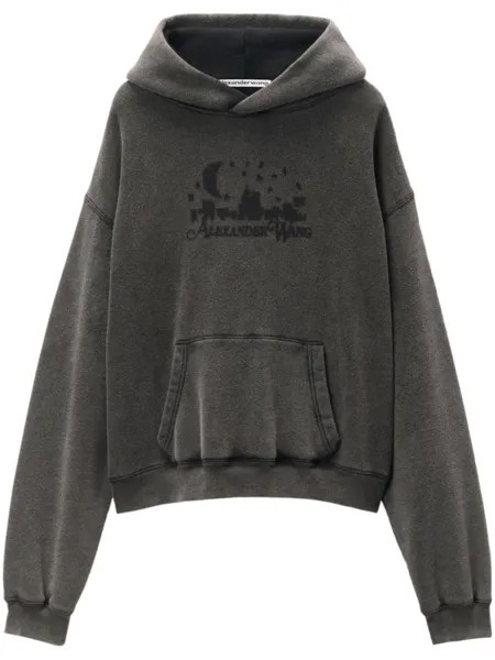 Alexander Wang худи с жаккардовым логотипом, серый