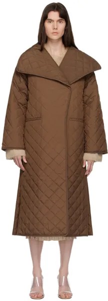 Коричневое стеганое пальто Totême