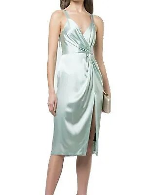 JILL STUART Женское зеленое вечернее платье миди без рукавов с V-образным вырезом-тюльпаном 6