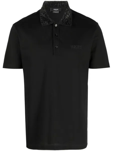 Декорированная рубашка поло Barocco Silhouette Versace, черный