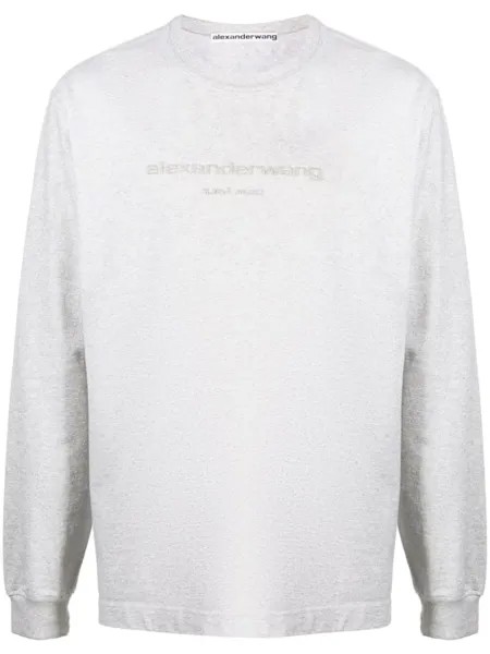 Alexander Wang футболка с логотипом и блестками, серый