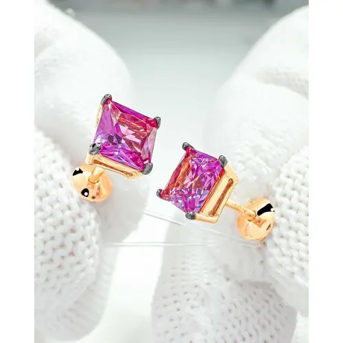 Пусеты Серьги Trade Jewelry из серебра 925 пробы (покрытие золото 585) с александритом