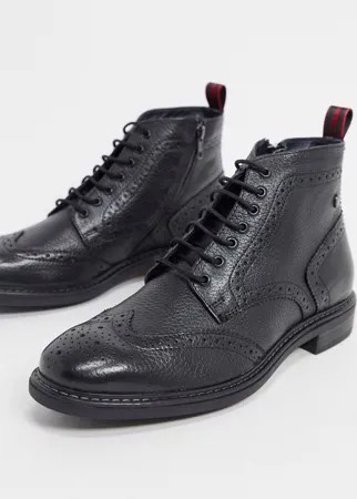 Черные кожаные броги Base London Berkley-Черный