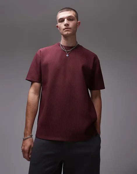 Topman – футболка оверсайз Plissiertes в цвете Burgunderrot