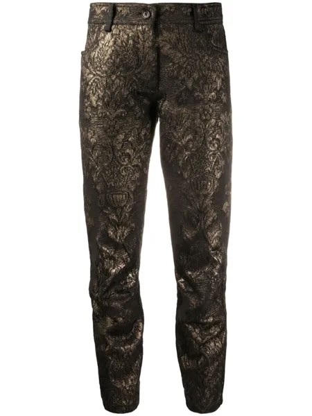 Ann Demeulemeester укороченные брюки с эффектом металлик, черный