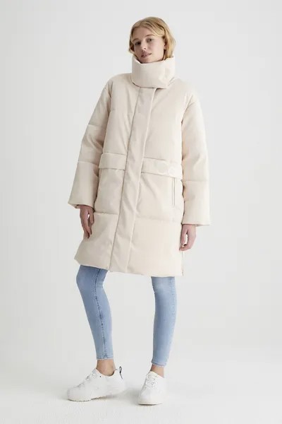 Длинная зимняя куртка с высоким воротником Calvin Klein Jeans, бежевый