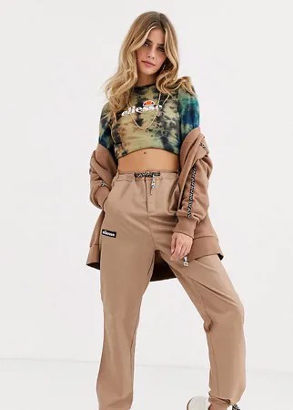Спортивные штаны с геометрическим принтом и затяжками Ellesse-Коричневый