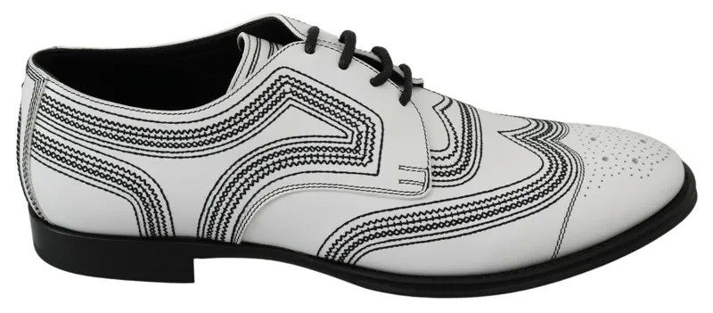Туфли DOLCE - GABBANA Белые кожаные деловые дерби с черными кружевами EU44 /US11 Рекомендуемая розничная цена 1900 долларов США