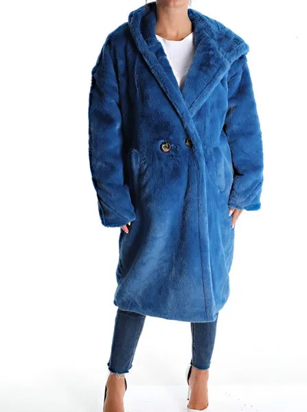 Пальто на пуговицах с карманами, цвет Klein Blue