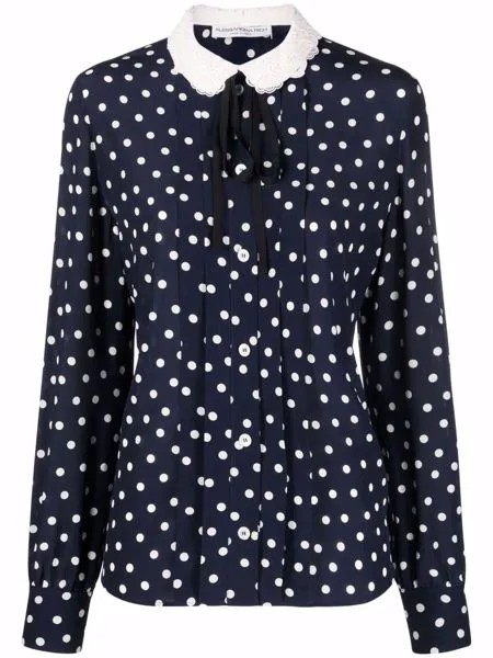 Alessandra Rich polka-dot print lace-trim blouse