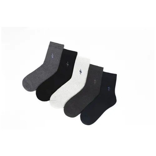 Носки S-Family, 5 пар, 5 уп., размер 41-44, синий, черный, серый, белый
