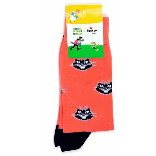 Носки St. Friday Носки с рисунками St.Friday Socks x Союзмультфильм, размер 38-41, коралловый, черный
