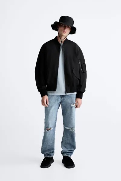 Техническая куртка-бомбер ZARA, черный