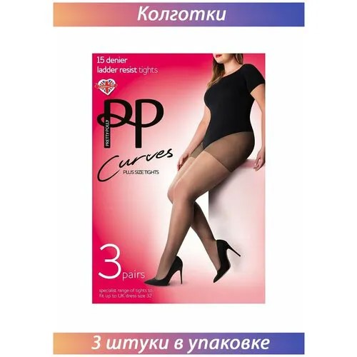 Чулки Pretty Polly Nylons Gloss, 15 den, 3 шт., размер 4, коричневый