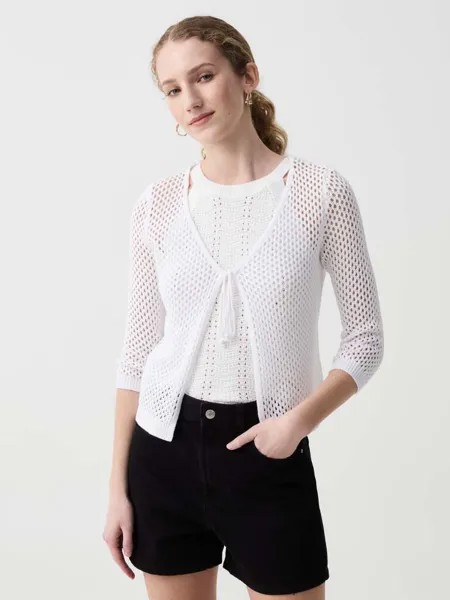 Ажурный кардиган со шнуровкой Ovs, цвет optical white