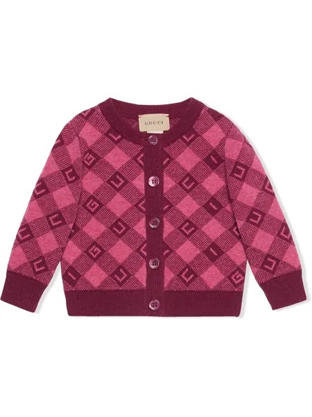 Gucci Kids клетчатый кардиган с логотипом