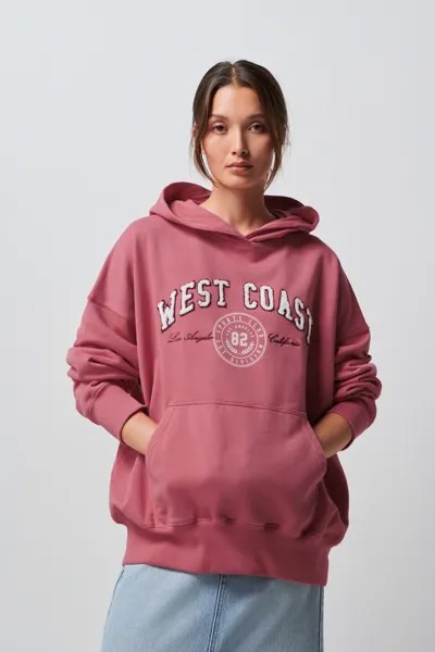 Худи оверсайз с эффектом потертости West Coast Next, красный