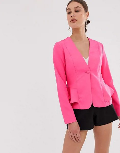 Строгий пиджак с оборкой Unique21-Розовый