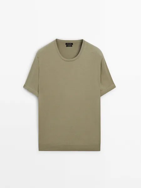 Футболка с короткими рукавами из 100% хлопка Massimo Dutti, зелеый