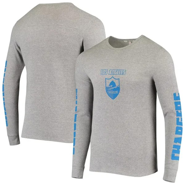 Мужская футболка Junk Food Heathered Grey Los Angeles Chargers Heavyweight Thermal с длинными рукавами