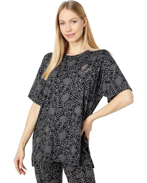 Пижамный комплект DKNY Short Sleeve Tunic Biker Shorts Sleep Set, цвет Black Logo 1