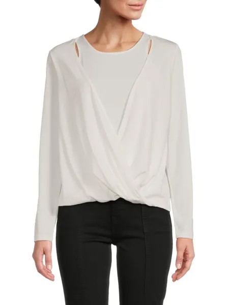 Рубашка с круглым вырезом и драпировкой Calvin Klein, цвет Soft White