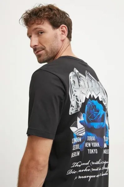 Хлопковая футболка adidas Originals, черный