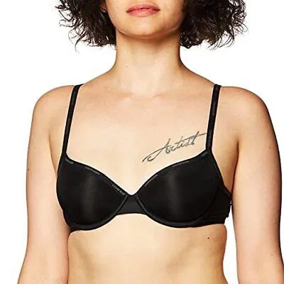 Женский прозрачный бюстгальтер Marquisette Demi с легкой подкладкой Calvin Klein, черный, 30D