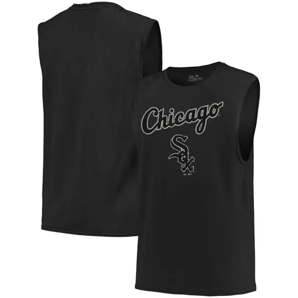 Мужская майка из ниток черного цвета Chicago White Sox Softhand Muscle Tank Majestic