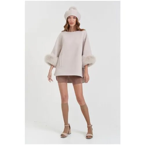 Пальто  EKATERINA ZHDANOVA, демисезон/зима, шерсть, оверсайз, укороченное, размер 42/44/164-172, белый, розовый