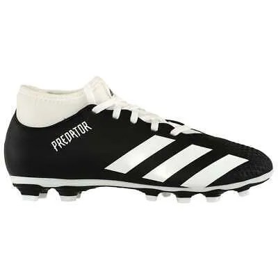 Футбольные бутсы adidas Predator 20.4 с гибким грунтом для мальчиков, черные, белые кроссовки