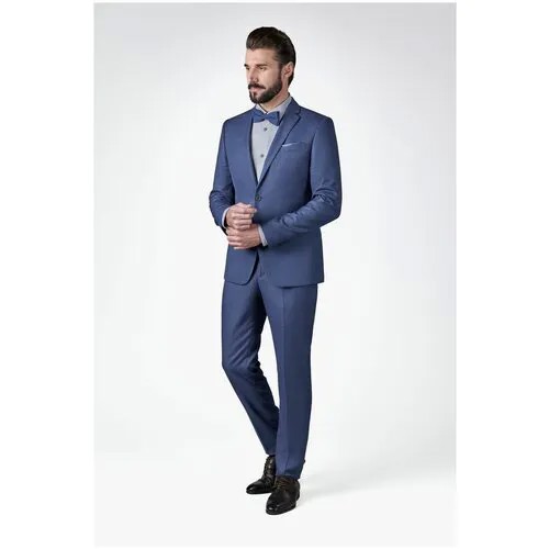 Костюм Valenti, пиджак и брюки, классический стиль, полуприлегающий силуэт, шлицы, однобортная, карманы, размер 108-176, синий
