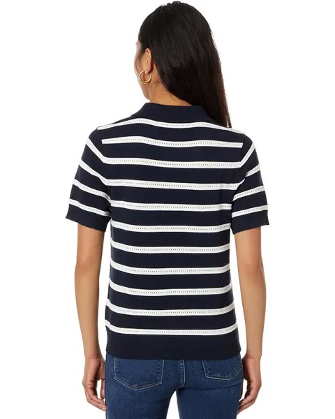 Поло Tommy Hilfiger Short Sleeve Textured Stripe Polo Sweater, цвет Sky Captain Combo