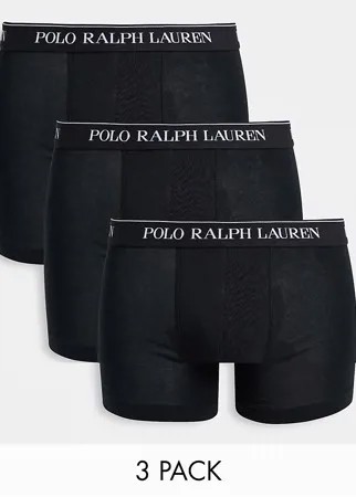 Черные удлиненные боксеры-брифы Polo Ralph Lauren - Набор из 3 пар со скидкой-Черный цвет