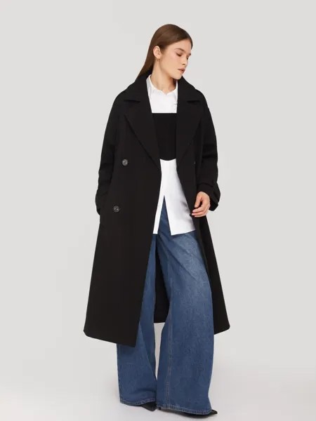 Длинное пальто-тренч без утеплителя с рукавами реглан и поясом