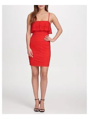 Женское красное облегающее коктейльное платье GUESS на тонких бретелях Размер: 0