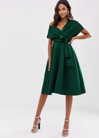 Зеленое платье миди для выпускного ASOS DESIGN-Зеленый цвет