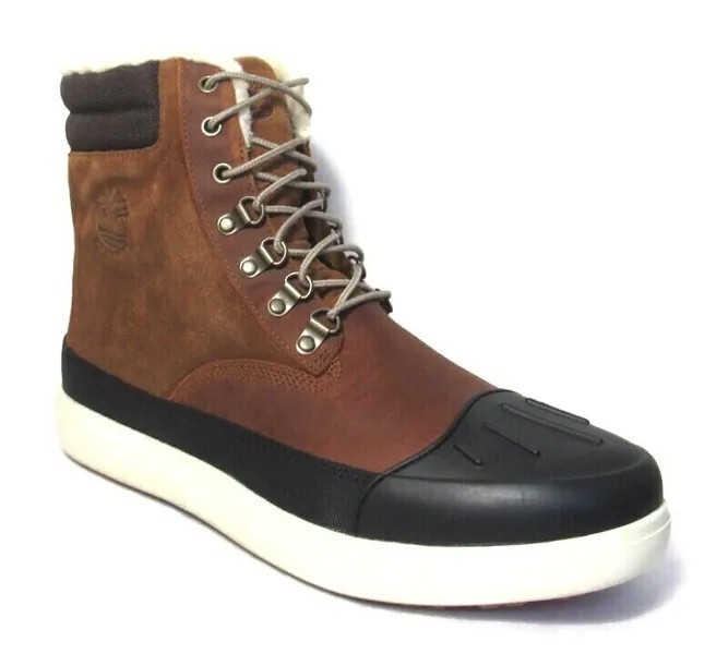 Мужские коричневые водонепроницаемые кожаные кроссовки Timberland с теплой подкладкой, размер 11 #A1Z47